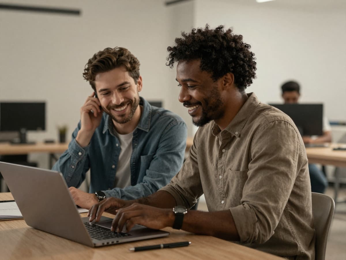 A mentor teaching a colleague to use a new AI tool