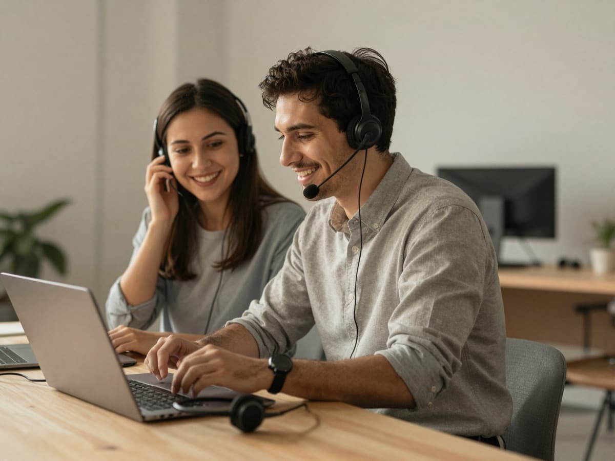 An AI expert working alongside a front-office team member